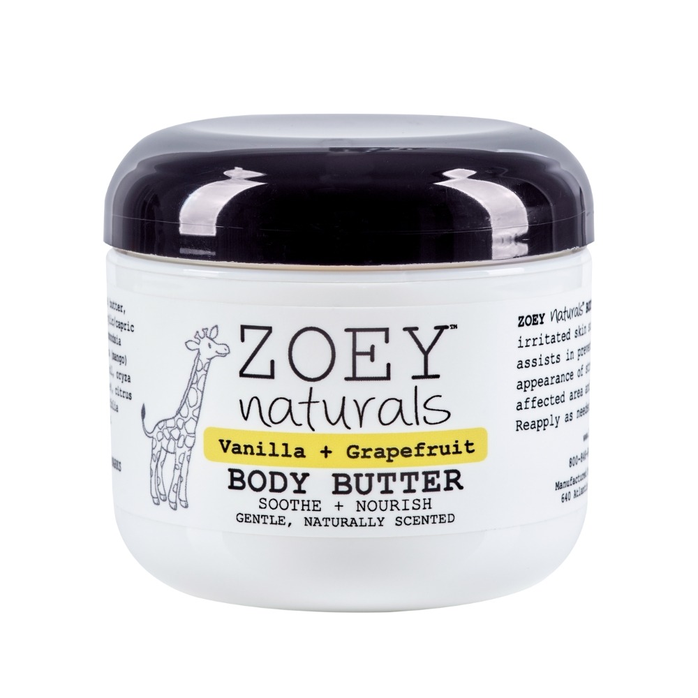 body butter for stretch marks, cradle cap, dry skin. Naturally scented.